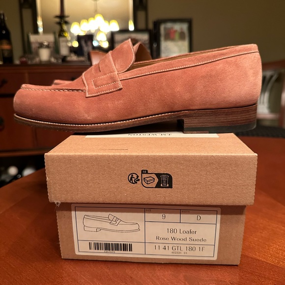 J.M. Weston - 180 Moccasin Suede Penny Loafers - Picture 4 of 9